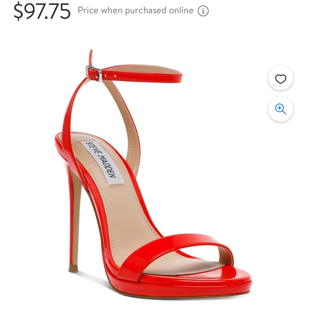Steve Madden, Never worn , Red patent leather ,Size 9.5 strappy heel.